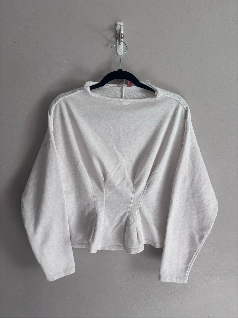 Pilcro White Corset-Seamed Long-Sleeve Sweatshirt
